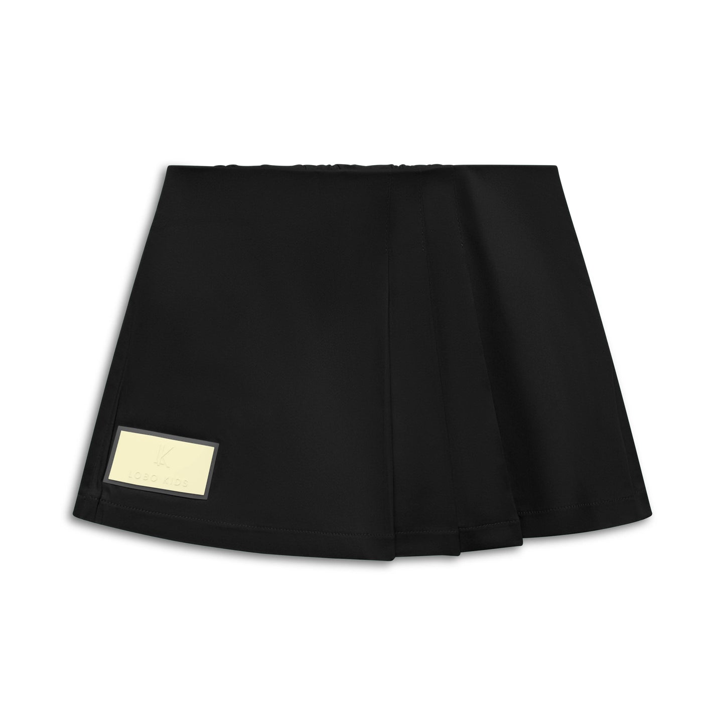 Cotton skort with box pleats and signature patch
