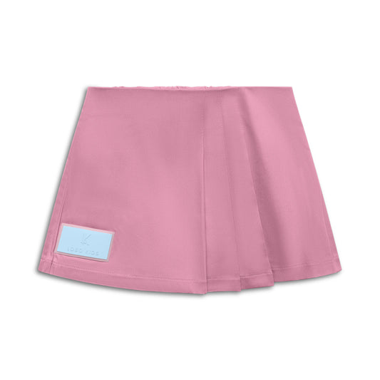 Cotton skort with box pleats and signature patch